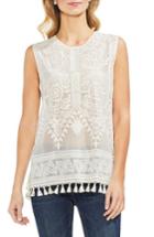 Women's Vince Camuto Tassel Hem Embroidered Top, Size - White