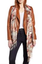 Women's Nordstrom Tissue Print Wool & Cashmere Wrap Scarf, Size - Coral
