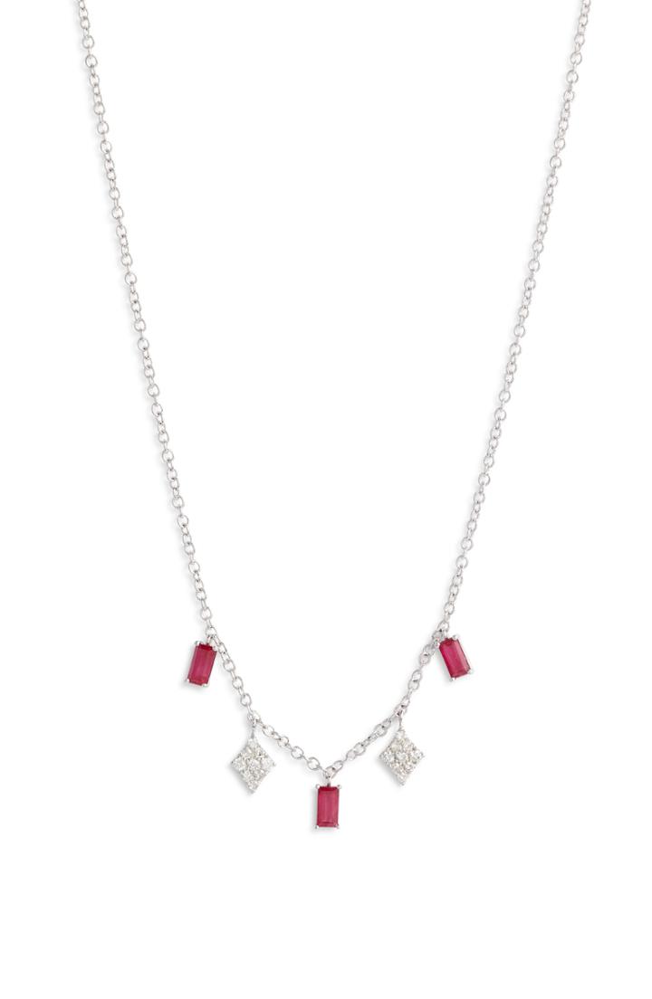 Women's Meira T Ruby & Diamond Charm Necklace