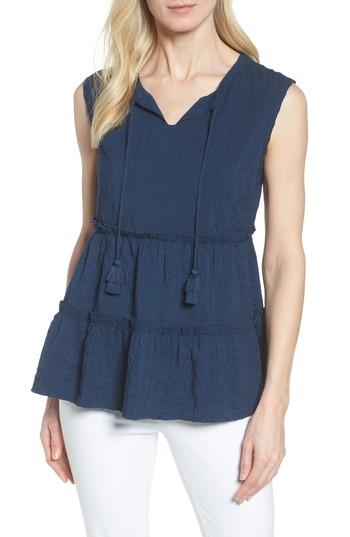 Women's Caslon Tiered Ruffle Tassel Tie Tank - Blue
