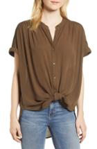 Women's Gibson Relaxed Short Sleeve Crinkle Blouse, Size - Green