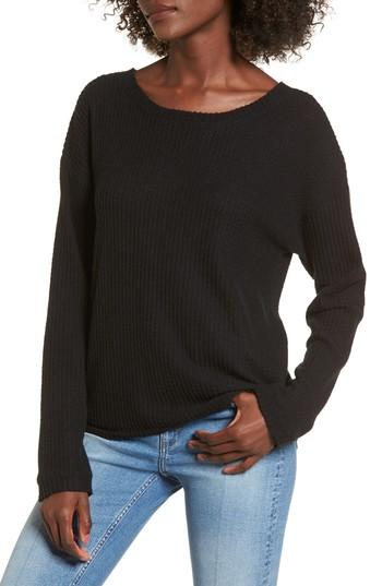 Women's Socialite Waffle Knit Top - Black