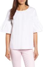 Petite Women's Halogen Bell Sleeve Poplin Top P - White