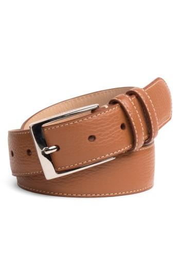 Men's Peter Millar Pebbled Leather Belt - Saddles