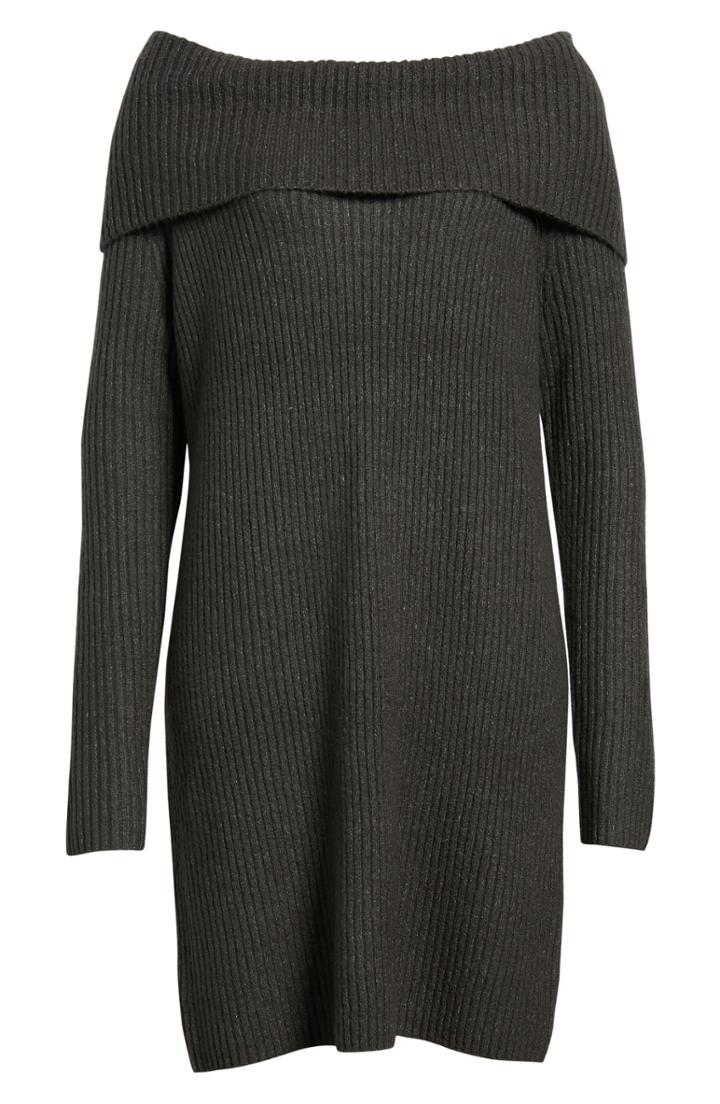 Women's Halogen Cowl Neck Sweater Dress, Size - Grey