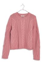 Women's Madewell Slope Cable Pullover Sweater - Pink