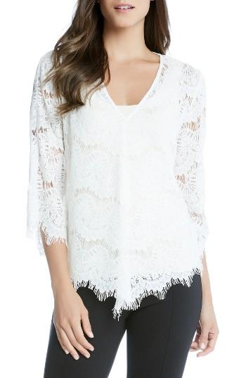 Women's Karen Kane Flare Sleeve Lace Top - White