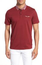 Men's Ted Baker London Movey Trim Fit Woven Geo Polo - Red