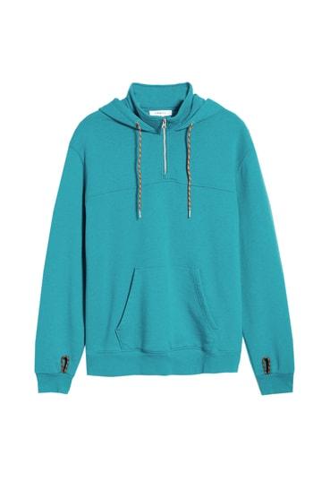 Men's Frame Classic Fit Quarter Zip Hoodie, Size - Blue/green