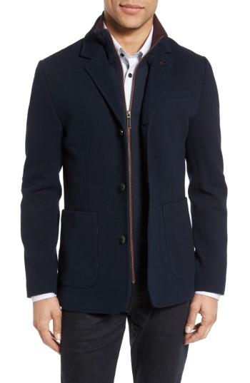 Men's Ted Baker London Knit Bib Inset Three-button Jacket (s) - Blue