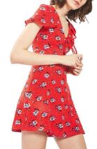 Women's Topshop Floral Spot Tea Dress Us (fits Like 0) - Red