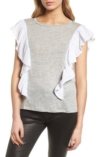 Women's Chelsea28 Ruffle Linen Tee, Size - Grey