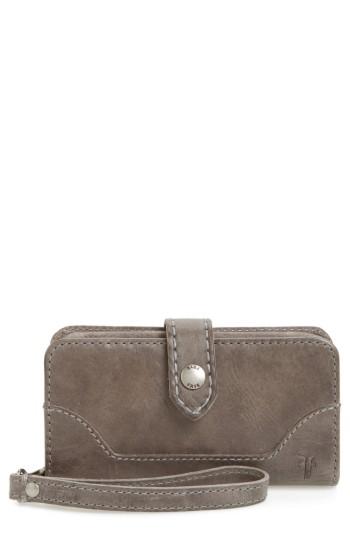 Women's Frye 'melissa' Leather Phone Wallet - Grey