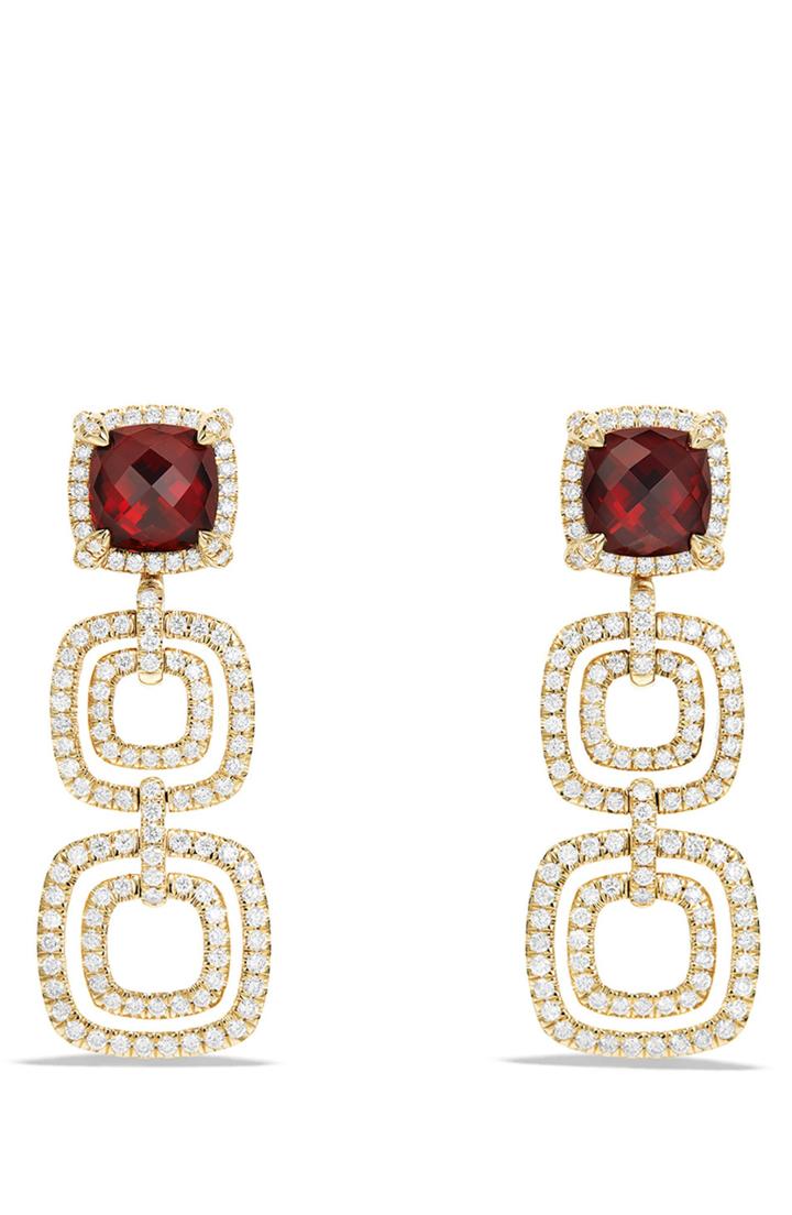 Women's David Yurman Chatelaine Pave Diamond Bezel 18k Gold Statement Drop Earrings