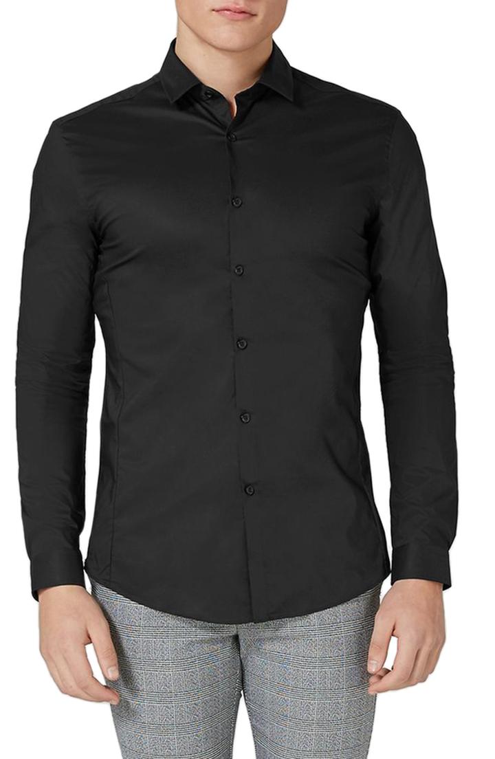 Men's Topman Muscle Fit Stretch Poplin Shirt