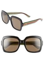 Women's Gucci 54mm Square Sunglasses - Black/ Brown