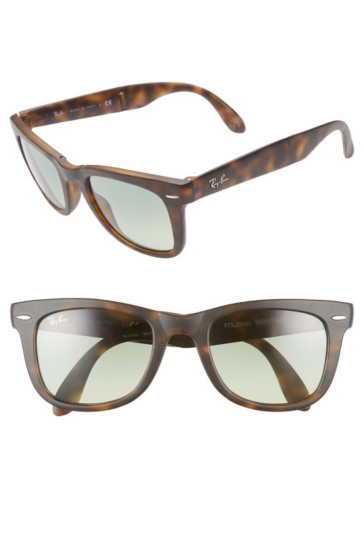 Women's Ray-ban 50mm Wayfarer Folding Sunglasses - Green/ Havana Gradient