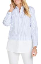 Women's Foxcroft Giselle Layered Look Stripe Shirt - Blue