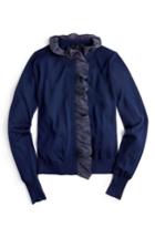 Women's J.crew Ruffle Merino Wool Cardigan, Size - Grey
