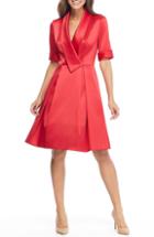 Women's Gal Meets Glam Collection Ruby Royal Satin Asymmetrical Collar Dress - Red