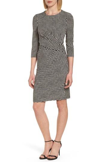 Women's Anne Klein Polka Dot Faux Wrap Dress - Black