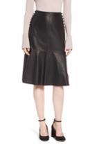 Women's Lewit Button Detail A-line Leather Skirt