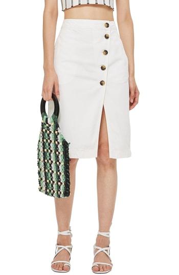 Women's Topshop Midi Skirt Us (fits Like 0) - White