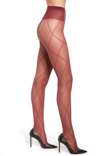 Women's Oroblu Graphic Cross Sheer Tights - Burgundy