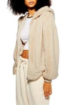 Women's Topshop Faux Fur Zip Hooded Sweatshirt