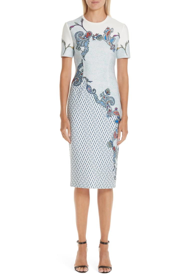 Women's Yigal Azrouel Paisley Print Scuba Dress - Blue