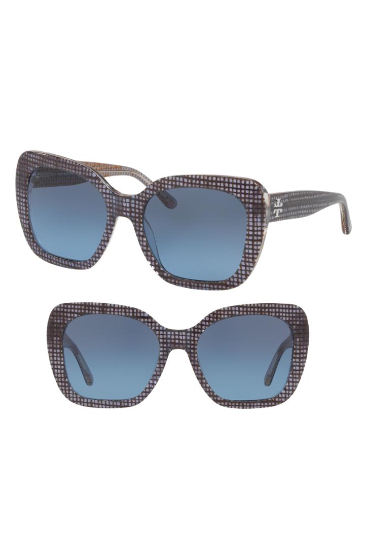 Women's Tory Burch Raffia 56mm Square Sunglasses -