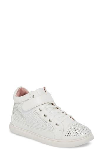Women's Lauren Lorraine Charley Crystal Embellished High Top Sneaker M - White