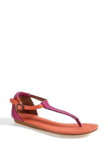 Toms 'playa' T-strap Flat Sandal Pink Mix