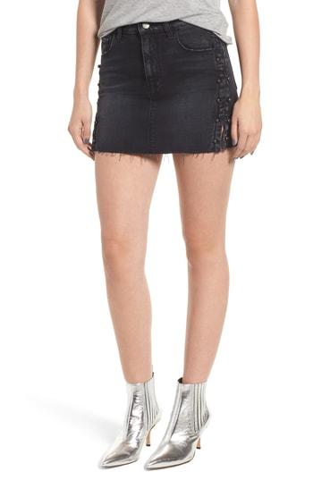 Women's Hudson Jeans The Viper Pierced Cutoff Denim Miniskirt - Black