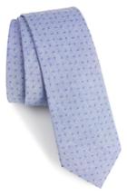 Men's 1901 Indigo Microgrid Cotton Skinny Tie, Size - Blue