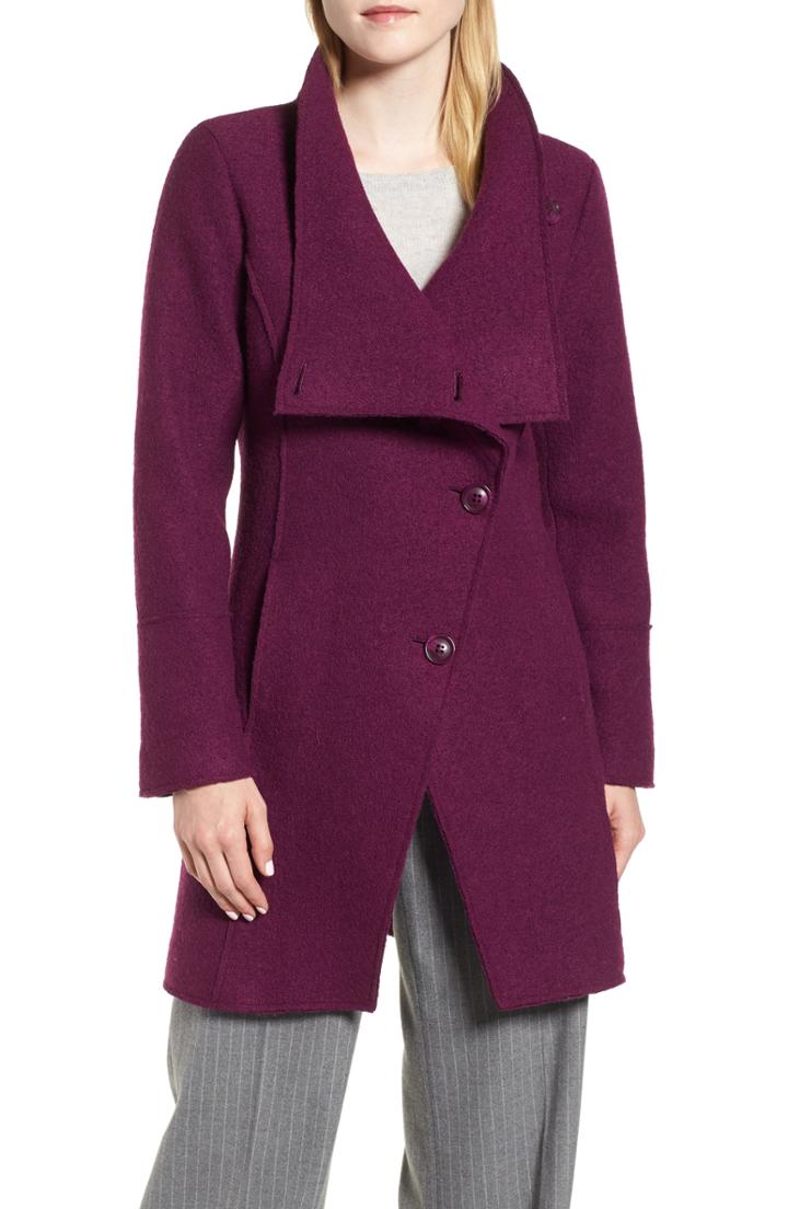 Petite Women's Halogen Boiled Wool-blend Asymmetrical Coat P - Red