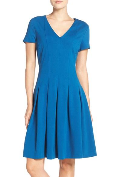 Women's Eliza J Ponte Fit & Flare Dress - Blue/green