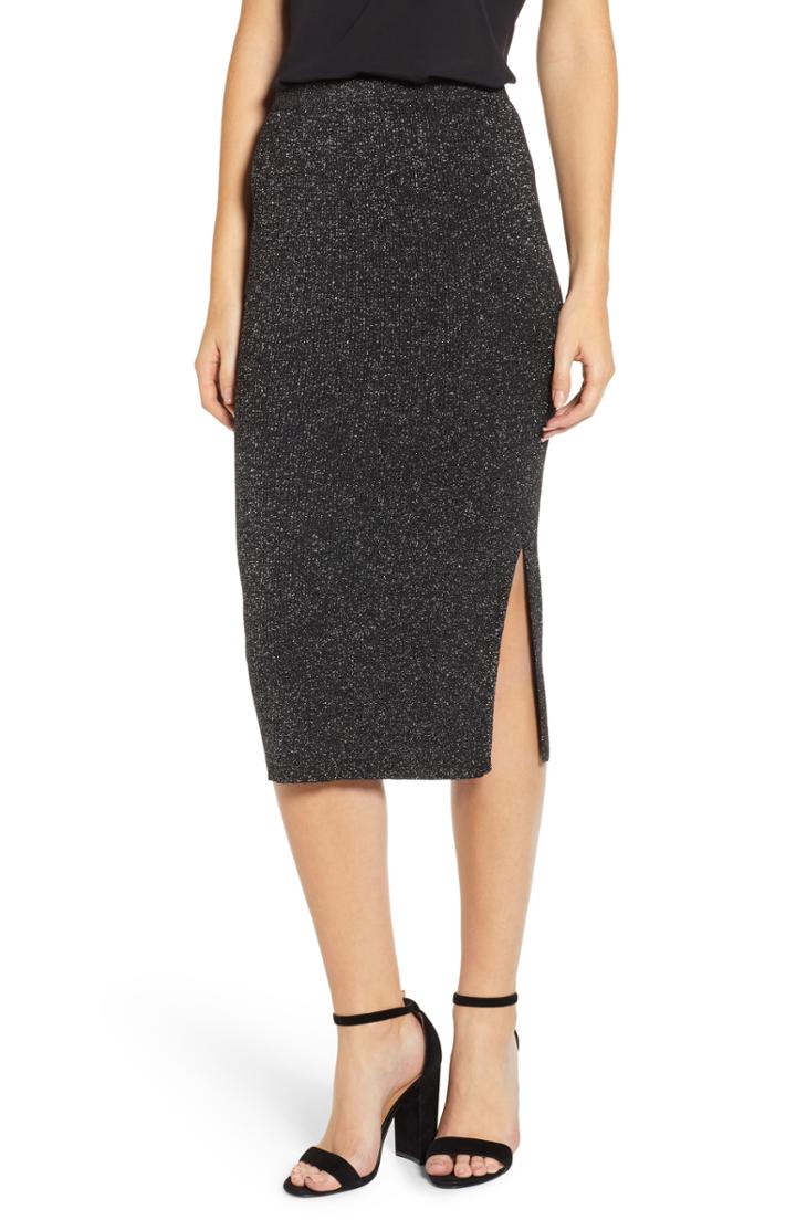 Women's Chelsea28 Metallic Pencil Skirt, Size - Black
