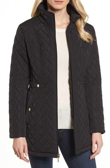 Women's Gallery Quilted Long Jacket - Black