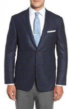 Men's Hickey Freeman Beacon Classic Fit Plaid Wool Blend Sport Coat R - Blue