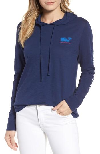Women's Vineyard Vines Vintage Whale Slubbed Long Sleeve Hoodie Tee - Blue