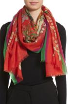 Women's Etro Tree Of Life Cashmere Scarf, Size - Red