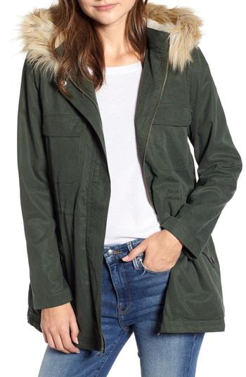 Women's Cupcakes And Cashmere Faux Shearling Lined Anorak With Removable Hood