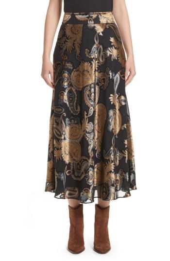 Women's Lafayette 148 New York Kamara Renaissance Paisley Devore Skirt - Black