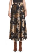 Women's Lafayette 148 New York Kamara Renaissance Paisley Devore Skirt - Black