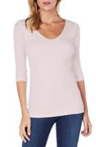 Women's Michael Stars Shine Doubled Front V-neck Top, Size - Pink