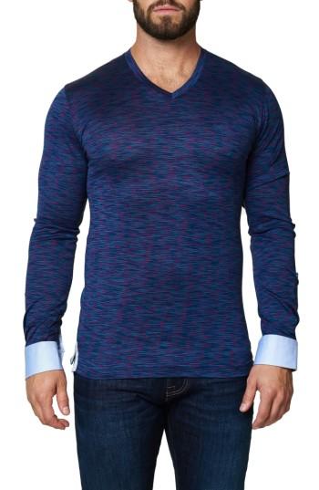 Men's Maceoo Print V-neck T-shirt (s) - Purple