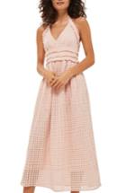 Women's Topshop Broderie Halter Midi Dress Us (fits Like 0) - Pink