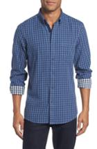 Men's Nordstrom Men's Shop Trim Fit Duofold Check Sport Shirt, Size - Blue