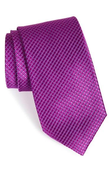 Men's Nordstrom Men's Shop Micro Grid Silk Tie, Size - Purple